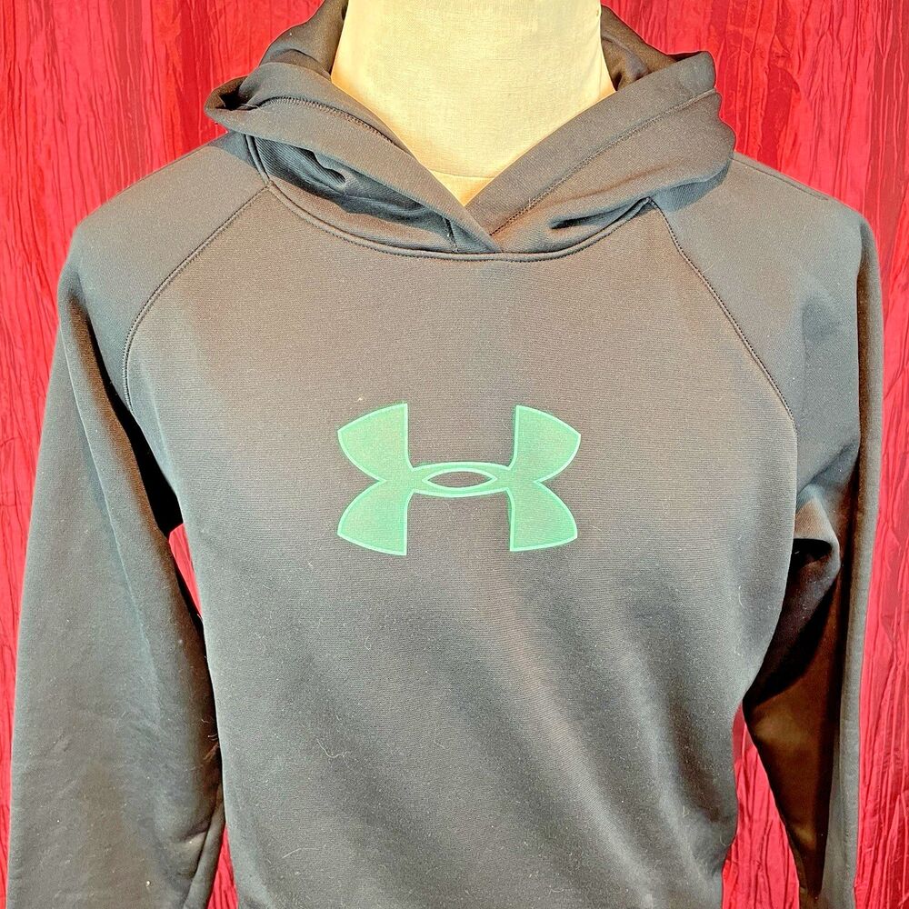 Mens Under Armour Black Fleece w Logo Pullover Hoodie Sweatshirt sz Lg